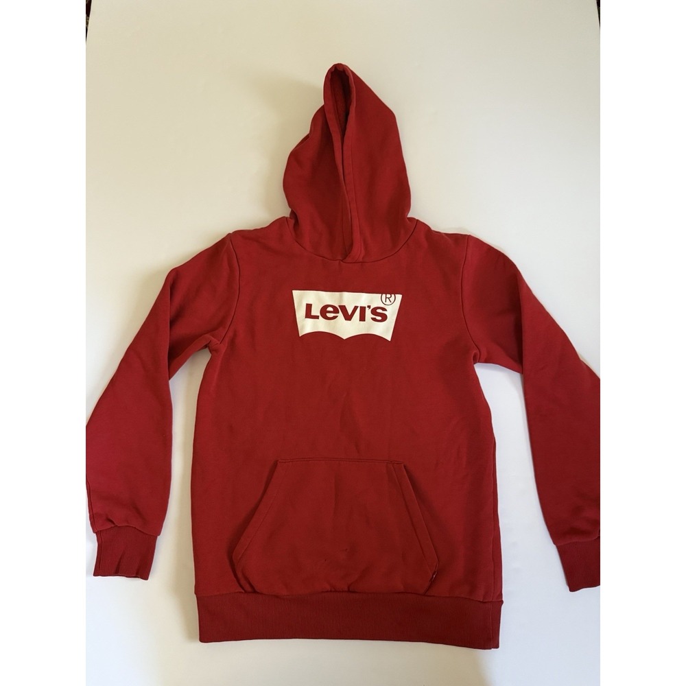 Levi's Boys XL Hoodie XL 13-15 Red Pullover Sweatshirt Logo Kids Cotton Blend